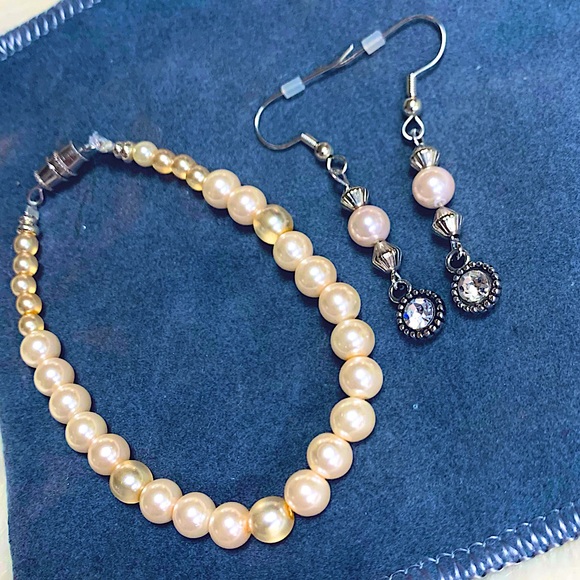 🆕2pc Ivory Freshwater Pearls Bracelet +Earrings »Hand Crafted w/LÖVE - Picture 3 of 16